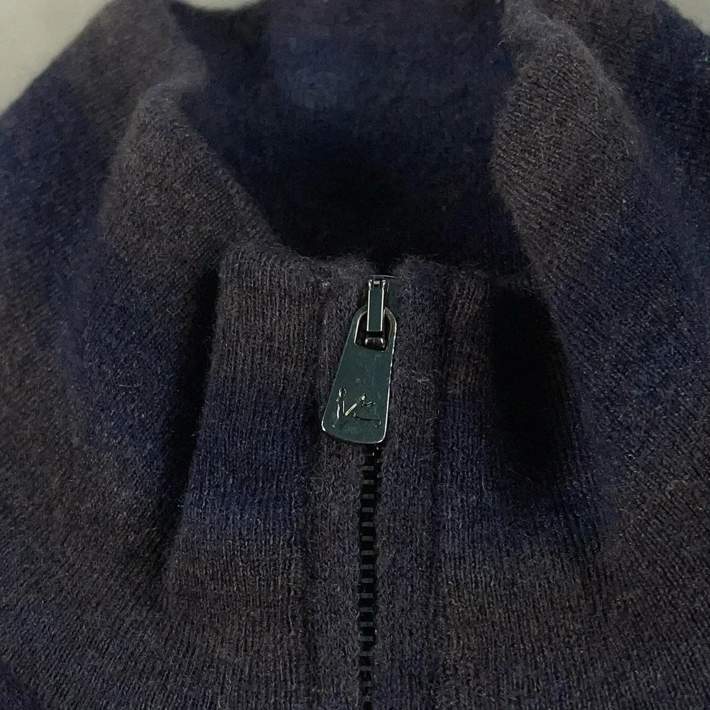 Isaia Cashmere Quarter Zip Sweater Mens Large Striped Long Sleeve Pullover Italy - Picture 8 of 15
